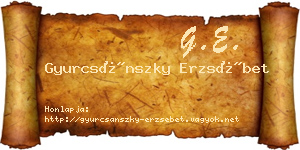 Gyurcsánszky Erzsébet névjegykártya
